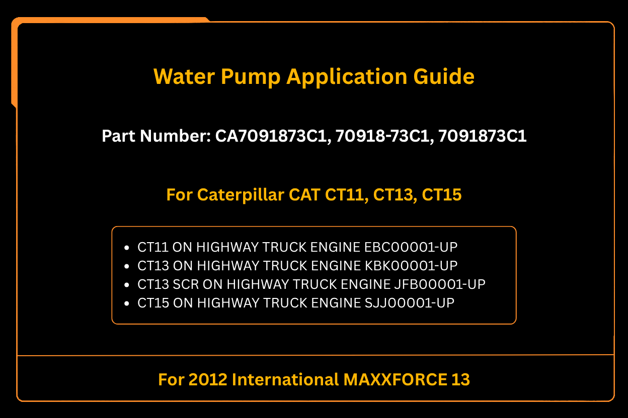 ウォーターポンプ 7091873C1 2012 インターナショナル MAXXFORCE 13 キャタピラー CT11 CT13 に適合
