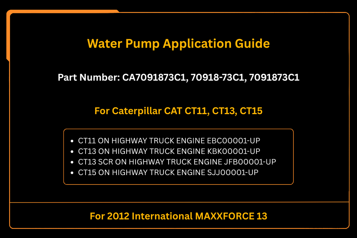 Wasserpumpe 7091873C1 für 2012 International MAXXFORCE 13. Passend für Caterpillar CT11 CT13