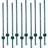 4Feet 10Pack Heavy Duty Metal Fence Post with U-Channel Steel U-Post for Holding Garden Wire Corner Anchor--Green