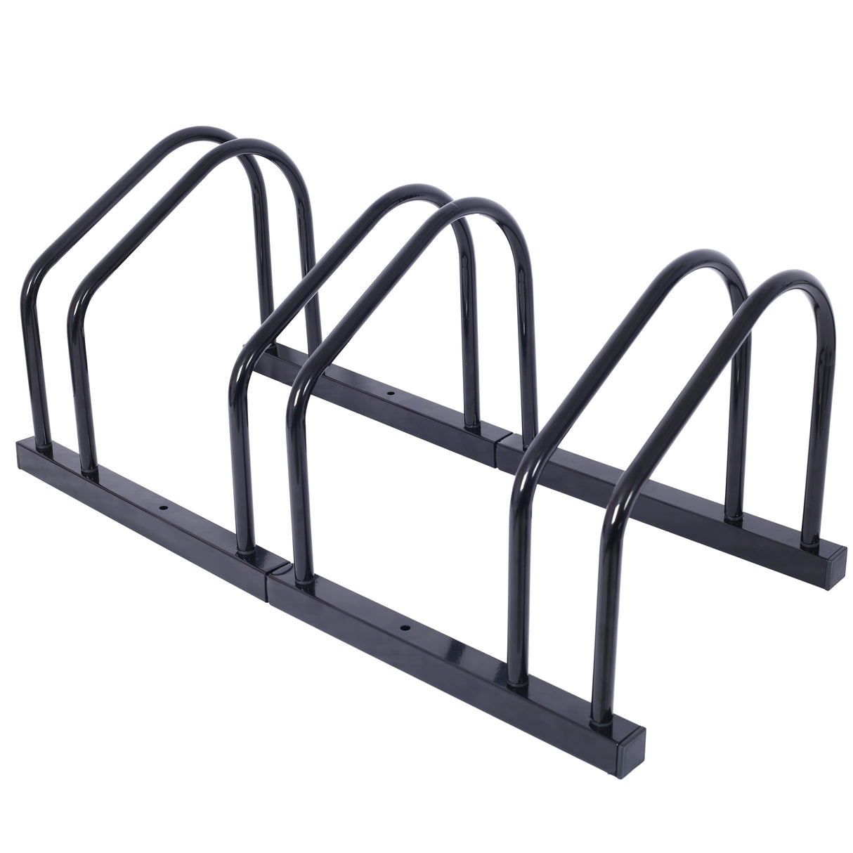 3 Bikes Floor Bike Stand Parking Rack 22-28" Wheel Max Tire Width 2.15" Black Painted