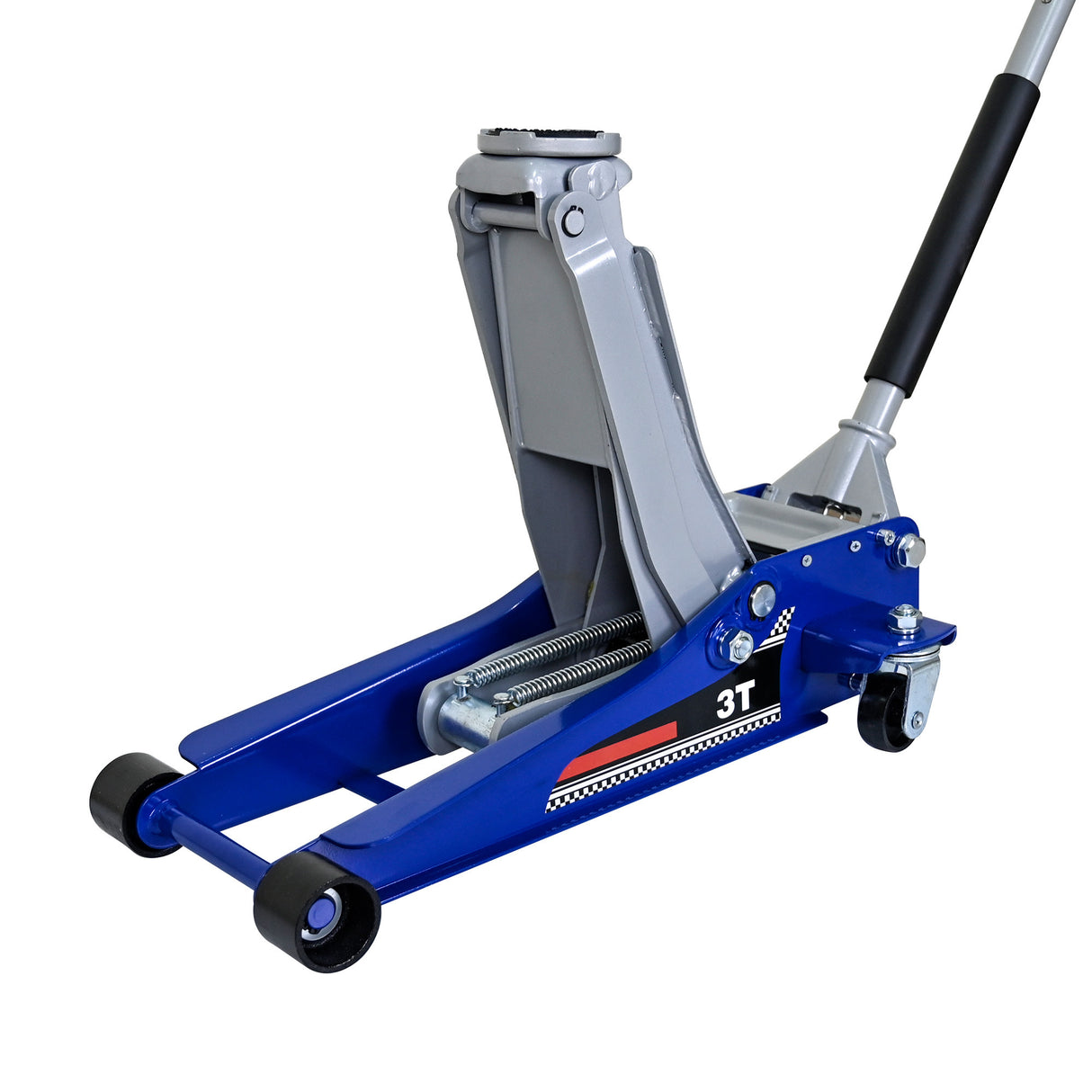 Low-Position Steel Vehicle Floor-Mounted Hydraulic Jack with Dual-Piston Quick-Lift Pump 3-Ton 6,600 Lbs. Capacity