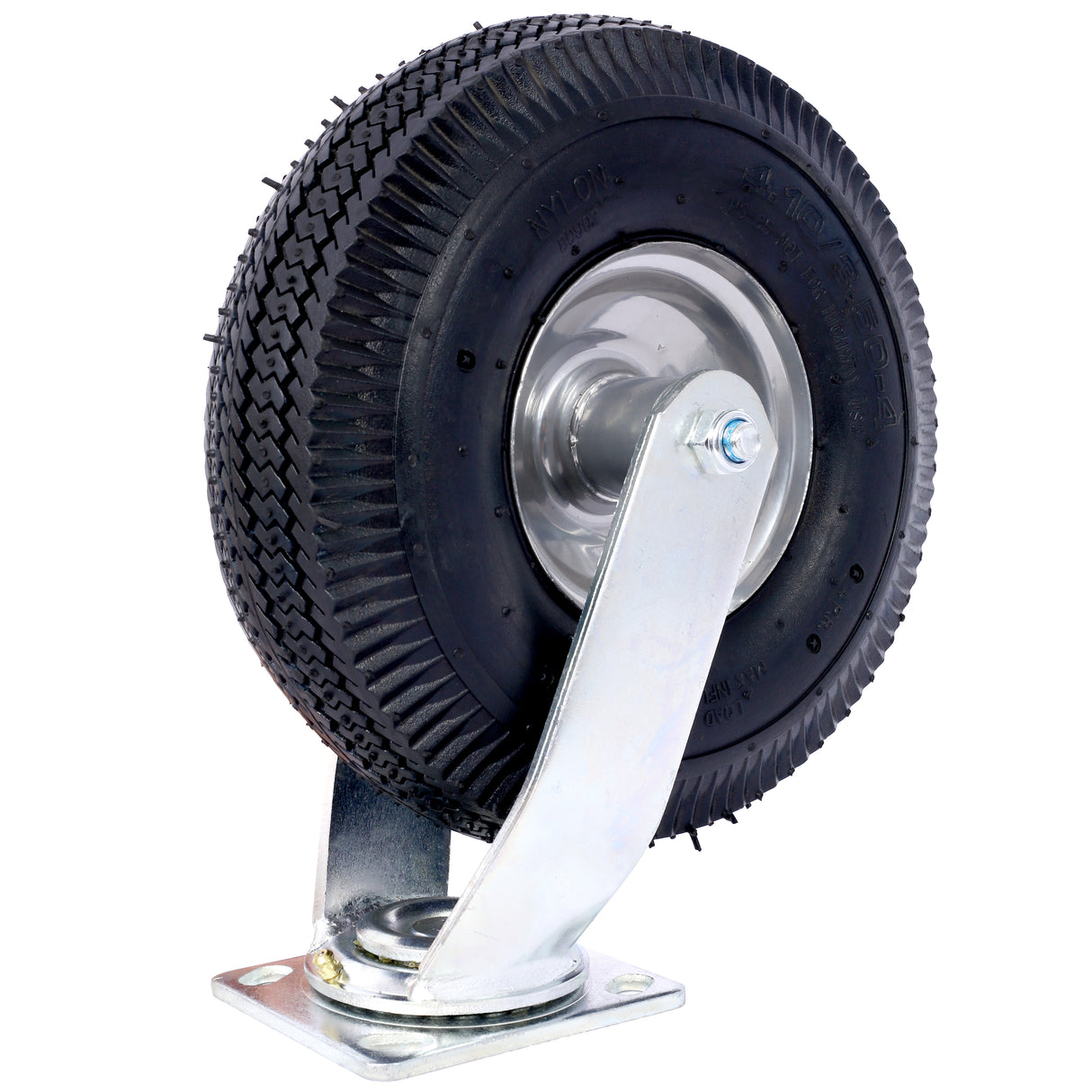 10IN Pneumatic Tire(2PCS Swivel) Caster Wheel Swivel Plate Steel Hub with Ball Bearings 5/8-Inch Bore Centered Axle Black