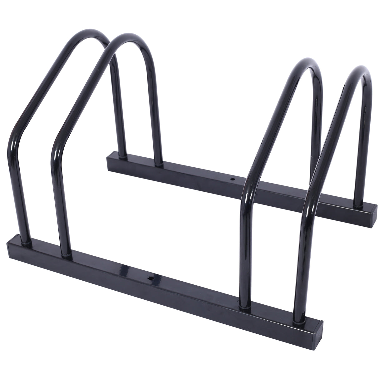 2 Bikes Floor Bike Stand Parking Rack 22-28" Wheel Max Tire Width 2.15" Black Painted