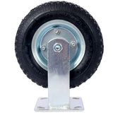 2PCS 8IN Pneumatic Tire Rigrid Caster Wheel Swivel Plate Steel Hub with Ball Bearings 5/8-Inch Bore Centered Axle Black