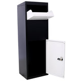 Package Delivery Box 14'' x 11.3'' x 42'' Galvanized Steel Parcel Mailbox w/ Code Lock & Mounting Hardware--Black and White