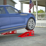 2 Pack Hydraulic Car Ramps 5T 11000lbs Low Profile Car Lift Service Ramps Truck Trailer Garage --Red