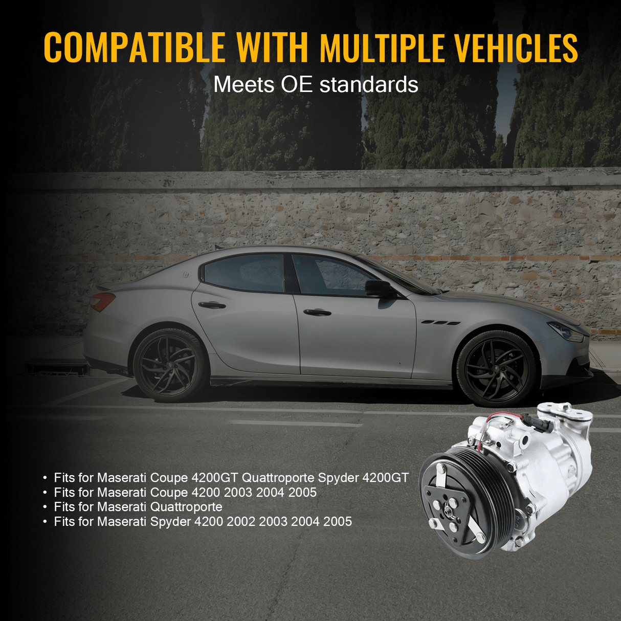 A/C Compressor 183309 Fits for Maserati Coupe Quattroporte Spyder 4200GT SD1230 1230F - Fab Heavy Parts