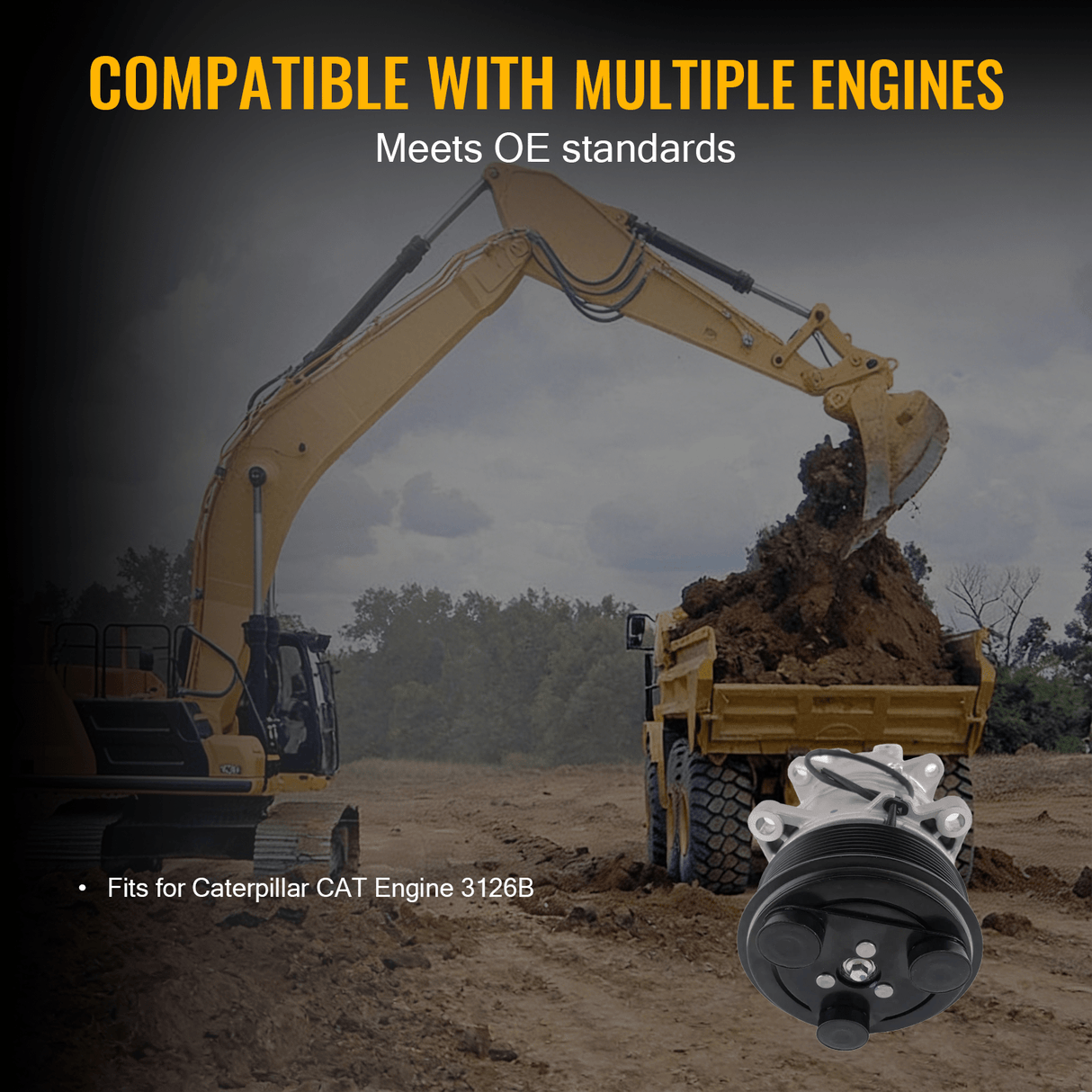 A/C Compressor 22 - 47820 - 000 2247820000 Fits for Freightliner Fits for Caterpillar CAT 3126B Engine - Fab Heavy Parts