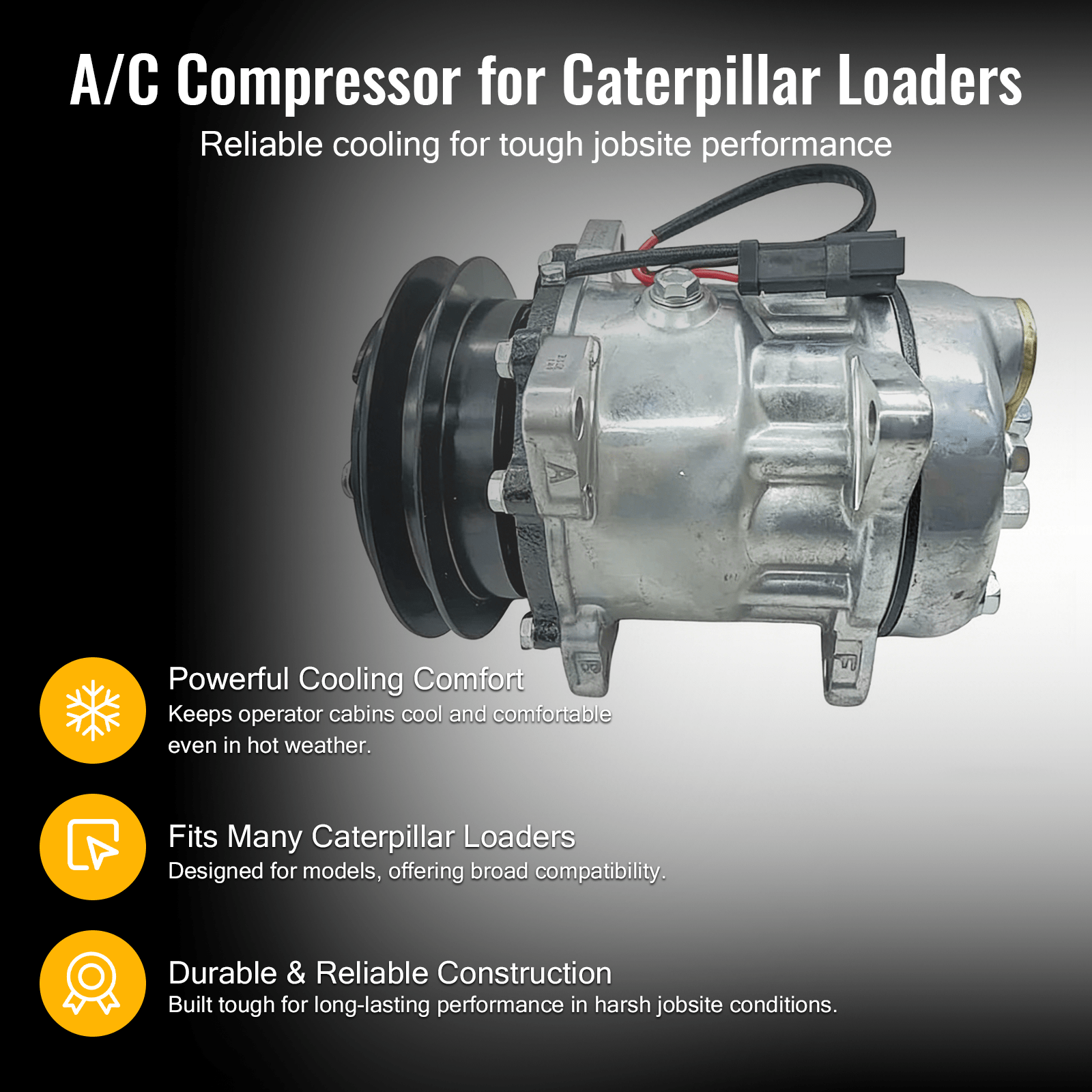A/C Compressor 315 - 6547 3156547 Fits for Caterpillar CAT 906H 906K 906M 907H 907K 907M 908H 908K 908M 910K 914K - Fab Heavy Parts