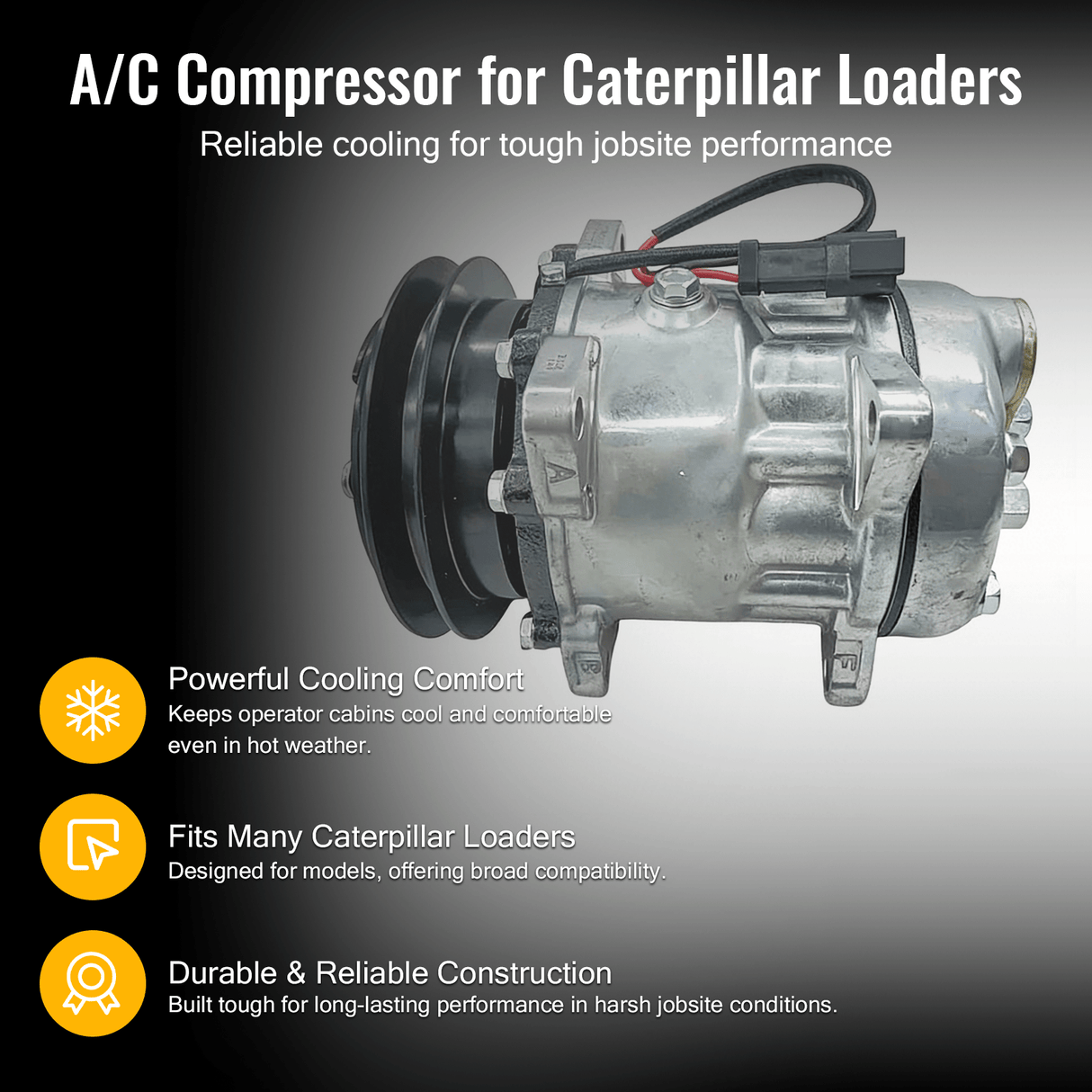 A/C Compressor 315 - 6547 3156547 Fits for Caterpillar CAT 906H 906K 906M 907H 907K 907M 908H 908K 908M 910K 914K - Fab Heavy Parts