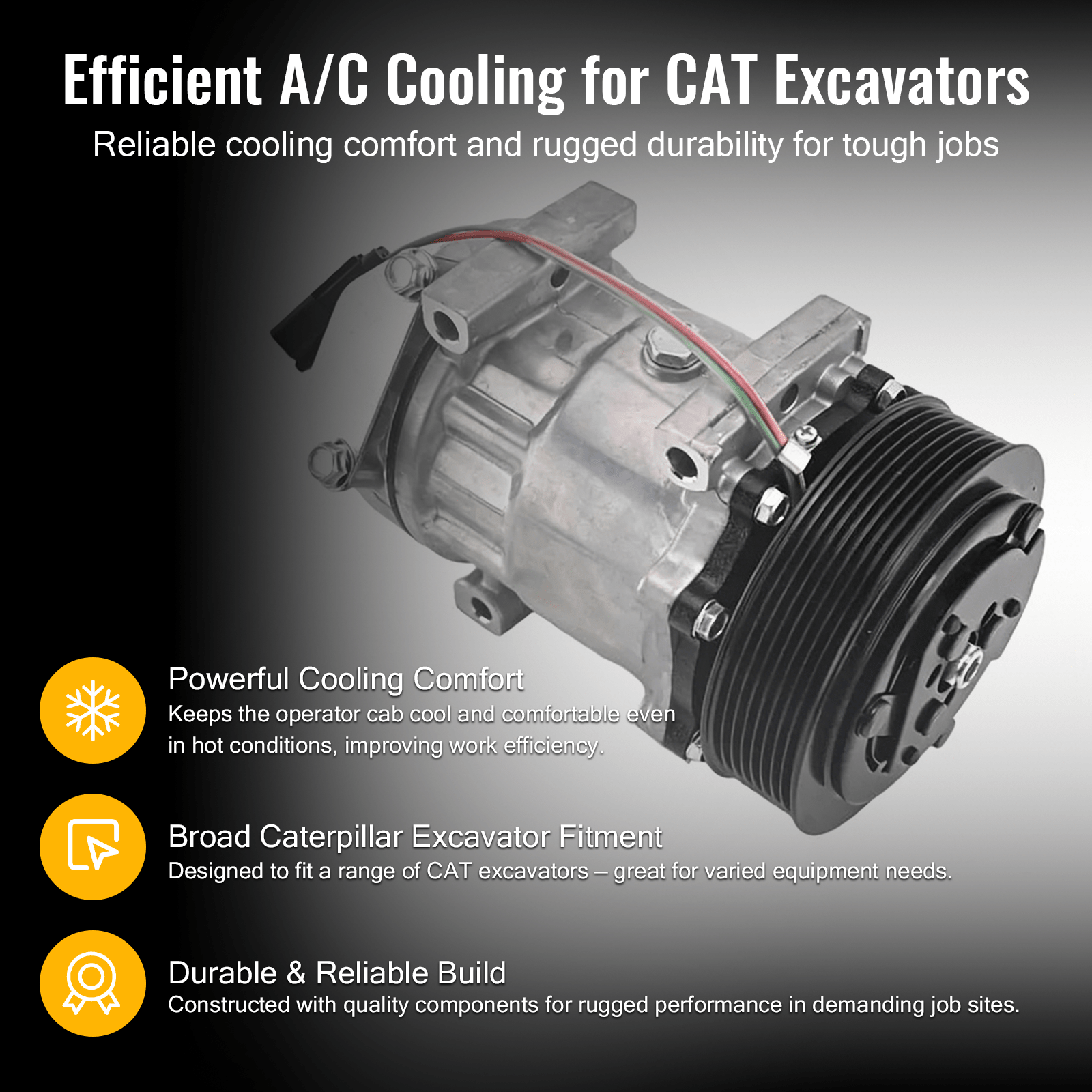 A/C Compressor 372 - 9493 3729493 Fits for Caterpillar CAT Excavator 312D2 312E 312F 313F 316F 318F 323F 325F Engine C4.4 3054C - Fab Heavy Parts