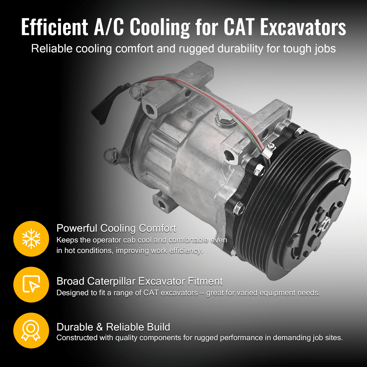 A/C Compressor 372 - 9493 3729493 Fits for Caterpillar CAT Excavator 312D2 312E 312F 313F 316F 318F 323F 325F Engine C4.4 3054C - Fab Heavy Parts