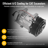 A/C Compressor 372 - 9493 3729493 Fits for Caterpillar CAT Excavator 312D2 312E 312F 313F 316F 318F 323F 325F Engine C4.4 3054C - Fab Heavy Parts