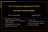 A/C Compressor 415 - 2557 4152557 Fits for Caterpillar CAT Excavator 307 307E 307E2 308E 308E2 Engine C2.6 C3.3B - Fab Heavy Parts