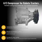 A/C Compressor 6A671 - 97110 6A671 - 97114 Fits for Kubota L3240 L3430 L3540 L4240 m4900 m5700 m6800 m9000 rtv1100cr rtv1100cw - Fab Heavy Parts