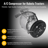 A/C Compressor 6A671 - 97110 Fits For Kubota M105 M4900 M5700 M6800 M8200 M9000 Tractor - Fab Heavy Parts
