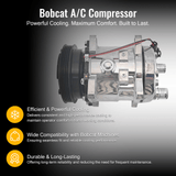 A/C Compressor 7363374 Aftermarket Replacement For Bobcat s550 s570 s590 s595 s630 s650 t550 t590 t595 t630 t650 e32 e35 e42 e45 e50 e55 e85 - Fab Heavy Parts