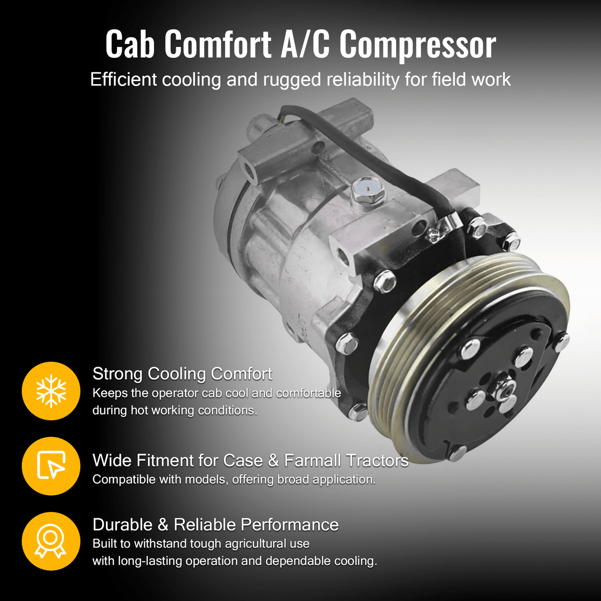 A/C Compressor 87519620 Fits for CASE Tractor FARMALL 105N 105U 105V 60 65C 70 75C 80 85C 85N 90 95 - Fab Heavy Parts