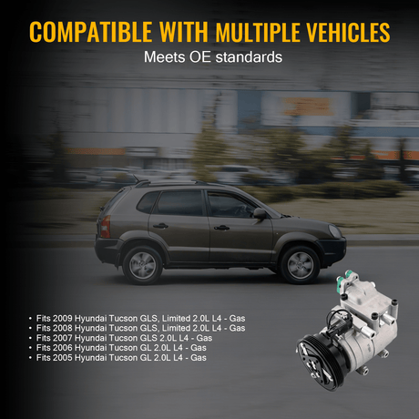 A/C Compressor 97701 - 2E000 Fits for Hyundai Tucson L4 2.0L 2005 - 2009 - Fab Heavy Parts