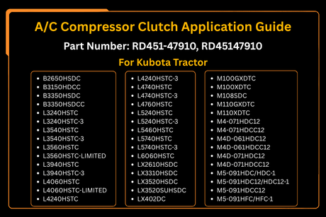A/C Compressor Clutch RD451 - 47910 Fits for Kubota KX040 - 4 KX057 - 4 KX033 - 4 B2650HSDC - Fab Heavy Parts