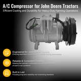 A/C Compressor RE10972 RE12513 Fits for John Deere 2250 2450 2650 3050 3155 4050 4450 - Fab Heavy Parts