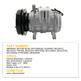 A/C Compressor RE10972 RE12513 Fits for John Deere 2250 2450 2650 3050 3155 4050 4450 - Fab Heavy Parts