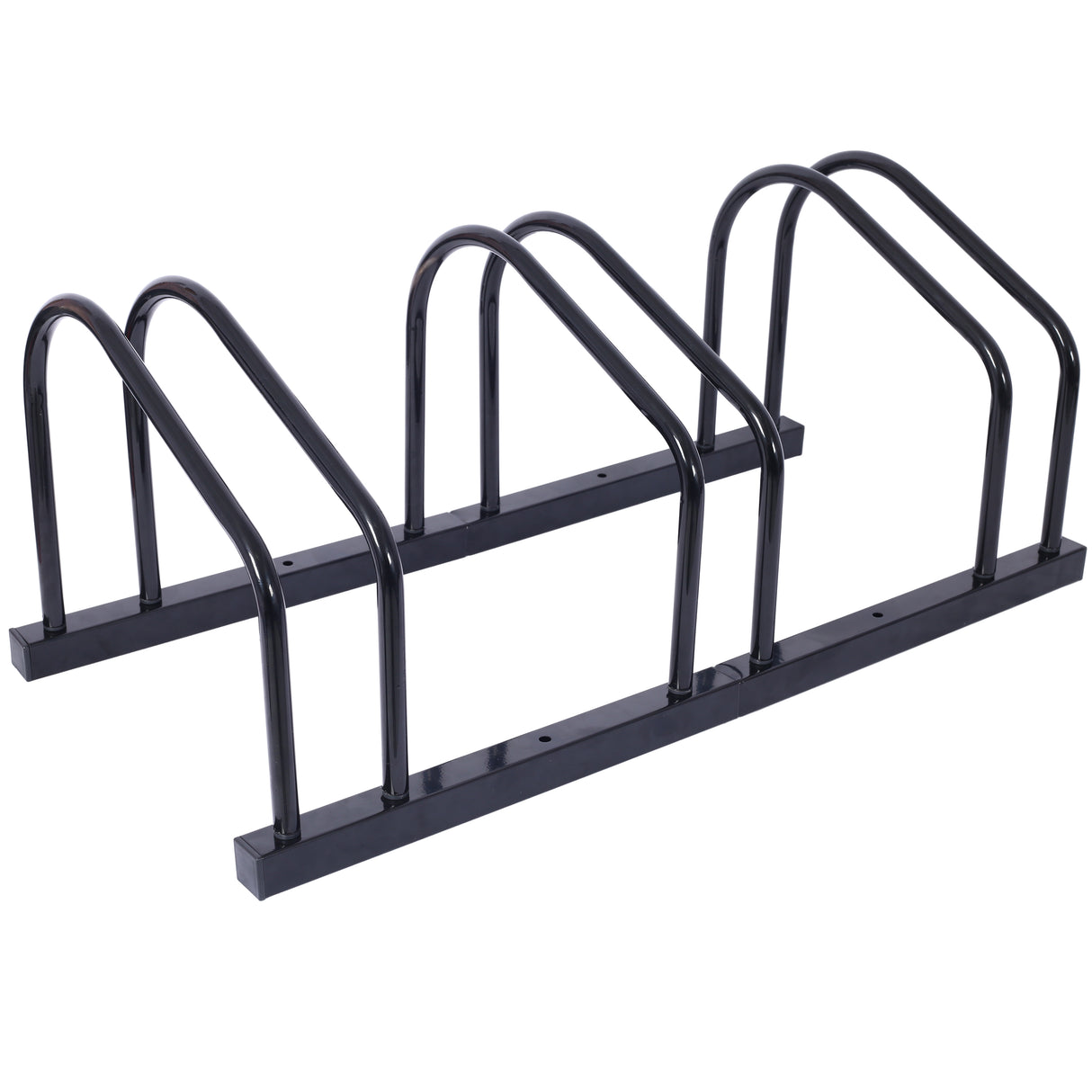 3 Bikes Floor Bike Stand Parking Rack 22-28" Wheel Max Tire Width 2.15" Black Painted