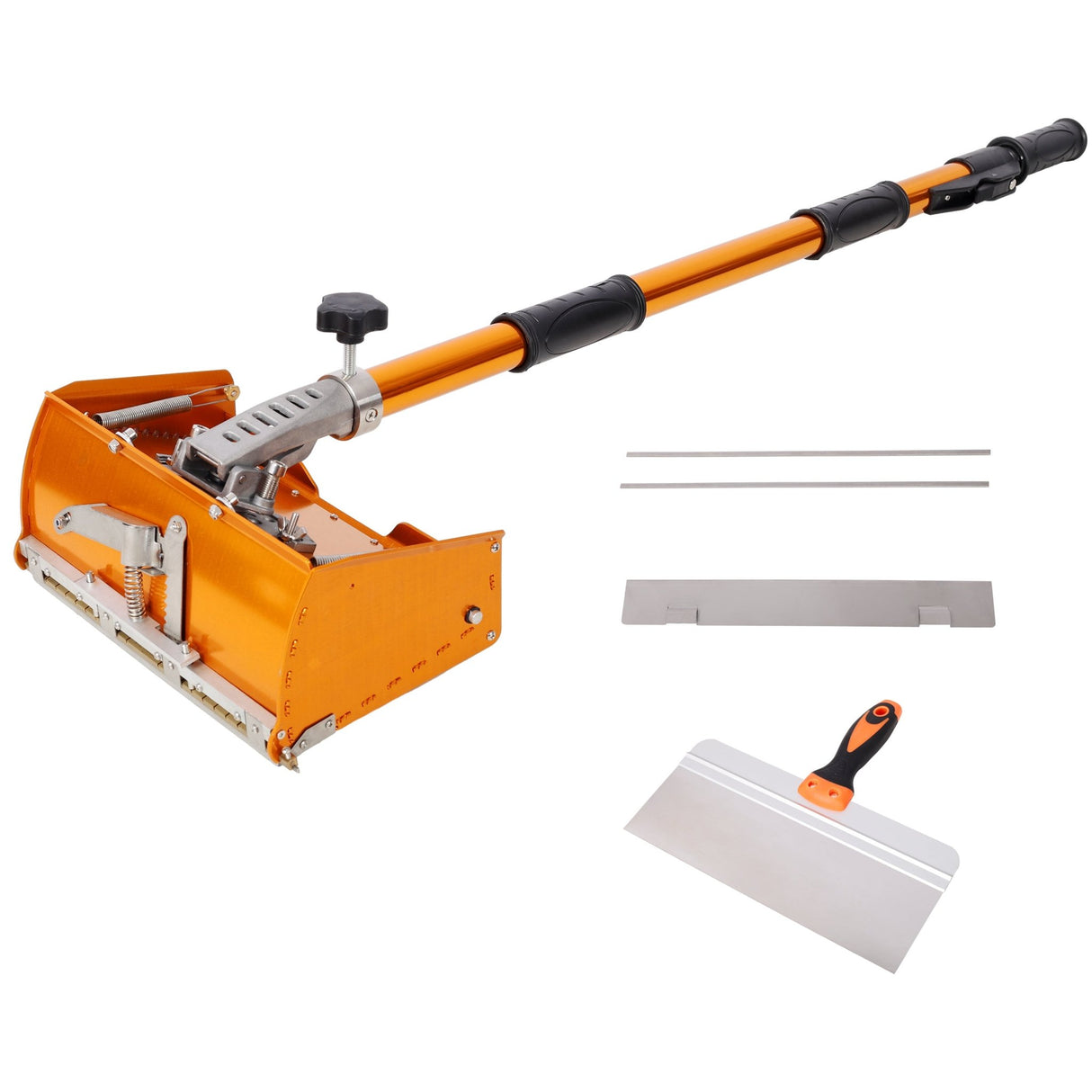 Adjustable Drywall Finishing Tool Plaster Box With Extendable Handel&1PC Mudguard&2PCS Stainless Steel Blade&1PC 12inch Metal Putty Scrape for Plasterboard Wallboard Sheetrock - Fab Heavy Parts