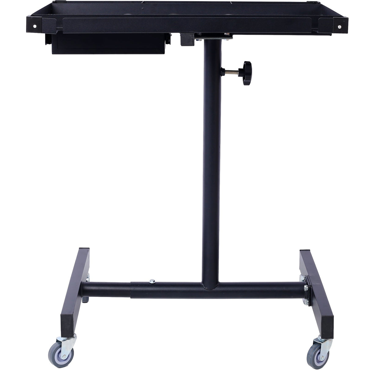Adjustable Tear Down Work Table with Drawer (4) 2.5" Swivel Casters 220 Lbs Capacity Rubber Corners Heavy Duty Steel - Black - Fab Heavy Parts