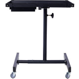 Adjustable Tear Down Work Table with Drawer (4) 2.5" Swivel Casters 220 Lbs Capacity Rubber Corners Heavy Duty Steel - Black - Fab Heavy Parts