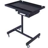 Adjustable Tear Down Work Table with Drawer (4) 2.5" Swivel Casters 220 Lbs Capacity Rubber Corners Heavy Duty Steel - Black - Fab Heavy Parts