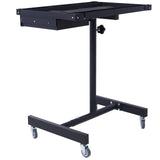 Adjustable Tear Down Work Table with Drawer (4) 2.5" Swivel Casters 220 Lbs Capacity Rubber Corners Heavy Duty Steel - Black - Fab Heavy Parts