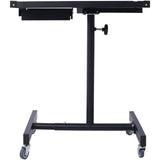 Adjustable Tear Down Work Table with Drawer (4) 2.5" Swivel Casters 220 Lbs Capacity Rubber Corners Heavy Duty Steel - Black - Fab Heavy Parts