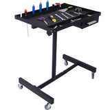 Adjustable Tear Down Work Table with Drawer (4) 2.5" Swivel Casters 220 Lbs Capacity Rubber Corners Heavy Duty Steel - Black - Fab Heavy Parts