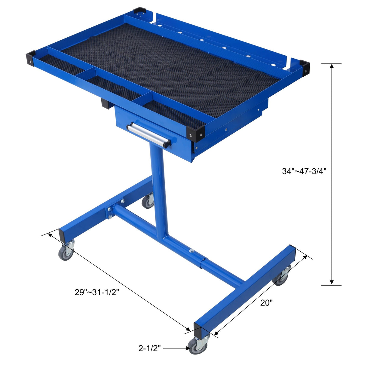 Adjustable Tear Down Work Table with Drawer Portable 220 Pound Capacity - Blue - Fab Heavy Parts