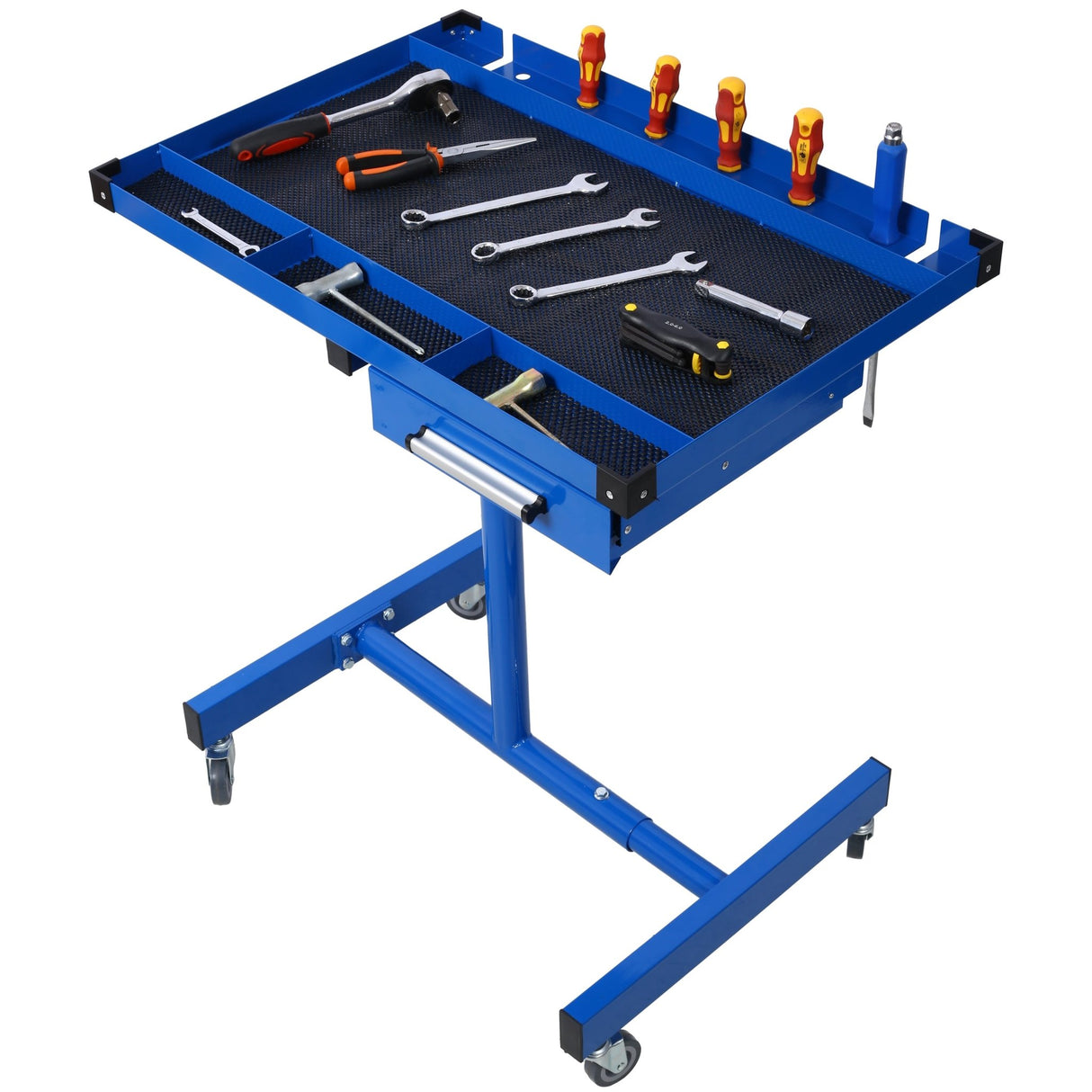 Adjustable Tear Down Work Table with Drawer Portable 220 Pound Capacity - Blue - Fab Heavy Parts