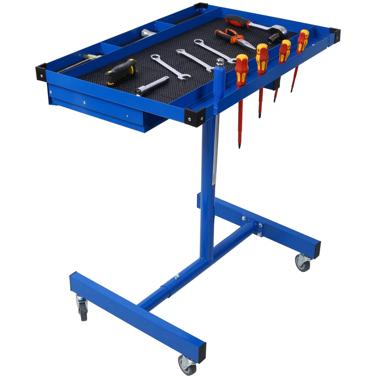Adjustable Tear Down Work Table with Drawer Portable 220 Pound Capacity - Blue - Fab Heavy Parts