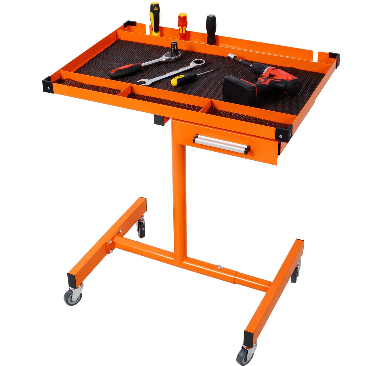 Adjustable Tear Down Work Table with Drawer Portable 220 Pound Capacity - Orange - Fab Heavy Parts