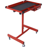 Adjustable Work Table with Drawer 2.5' Swivel Casters 220 Lbs Capacity Rubber Corners Heavy Duty Steel - Red - Fab Heavy Parts