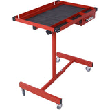 Adjustable Work Table with Drawer 2.5' Swivel Casters 220 Lbs Capacity Rubber Corners Heavy Duty Steel - Red - Fab Heavy Parts