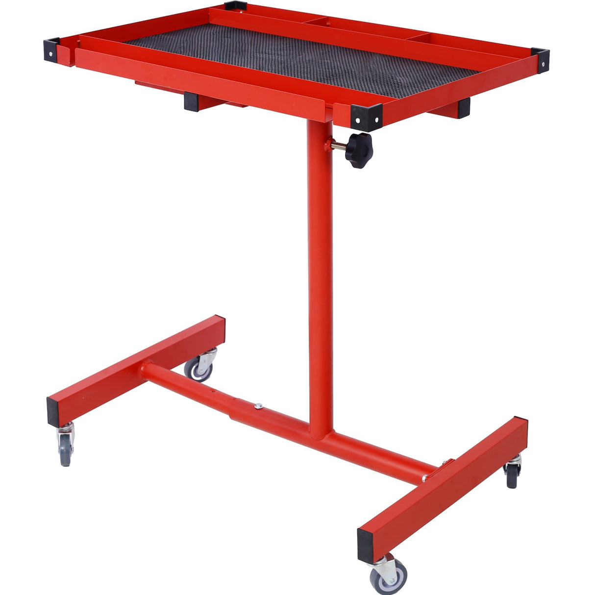 Adjustable Work Table with Drawer 2.5' Swivel Casters 220 Lbs Capacity Rubber Corners Heavy Duty Steel - Red - Fab Heavy Parts