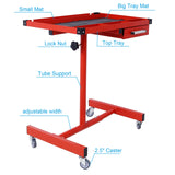 Adjustable Work Table with Drawer 2.5' Swivel Casters 220 Lbs Capacity Rubber Corners Heavy Duty Steel - Red - Fab Heavy Parts