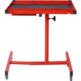 Adjustable Work Table with Drawer 2.5' Swivel Casters 220 Lbs Capacity Rubber Corners Heavy Duty Steel - Red - Fab Heavy Parts