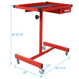 Adjustable Work Table with Drawer 2.5' Swivel Casters 220 Lbs Capacity Rubber Corners Heavy Duty Steel - Red - Fab Heavy Parts