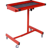 Adjustable Work Table with Drawer 2.5' Swivel Casters 220 Lbs Capacity Rubber Corners Heavy Duty Steel - Red - Fab Heavy Parts