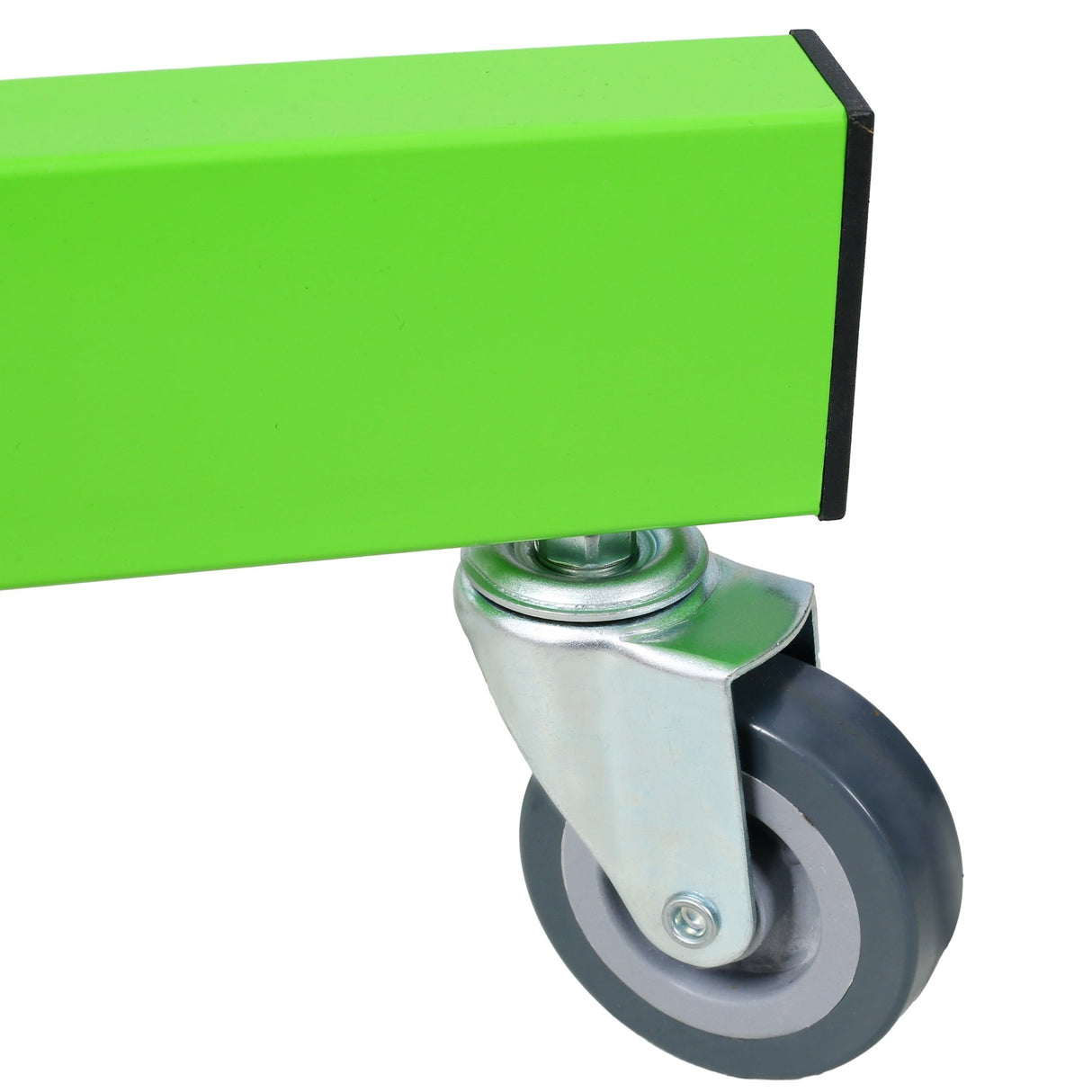 Adjustable Work Table with Drawer Portable (4) 2.5' Swivel Casters 220 Lbs Capacity Rubber Corners Heavy Duty Steel - Green - Fab Heavy Parts