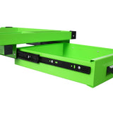 Adjustable Work Table with Drawer Portable (4) 2.5' Swivel Casters 220 Lbs Capacity Rubber Corners Heavy Duty Steel - Green - Fab Heavy Parts