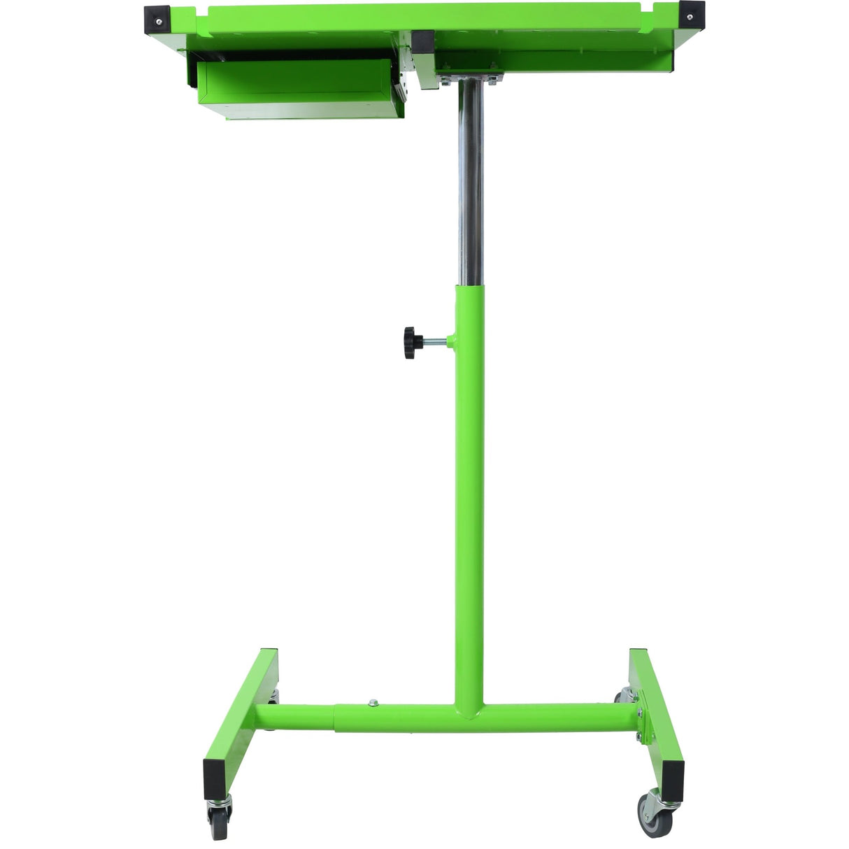 Adjustable Work Table with Drawer Portable (4) 2.5' Swivel Casters 220 Lbs Capacity Rubber Corners Heavy Duty Steel - Green - Fab Heavy Parts