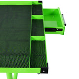 Adjustable Work Table with Drawer Portable (4) 2.5' Swivel Casters 220 Lbs Capacity Rubber Corners Heavy Duty Steel - Green - Fab Heavy Parts