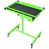 Adjustable Work Table with Drawer Portable (4) 2.5' Swivel Casters 220 Lbs Capacity Rubber Corners Heavy Duty Steel - Green - Fab Heavy Parts